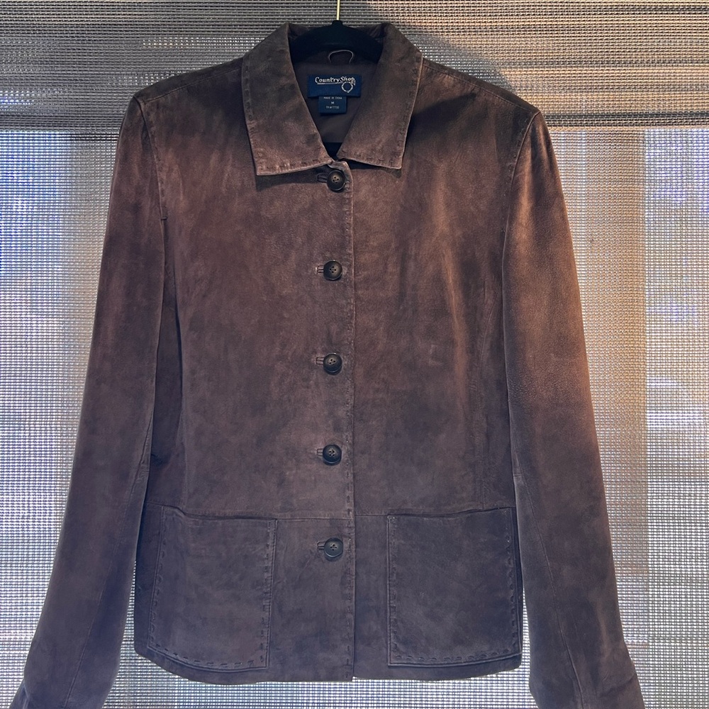 Brown Suede leather ladies jacket, pristine and vintage, ladies M - Picture 3 of 7